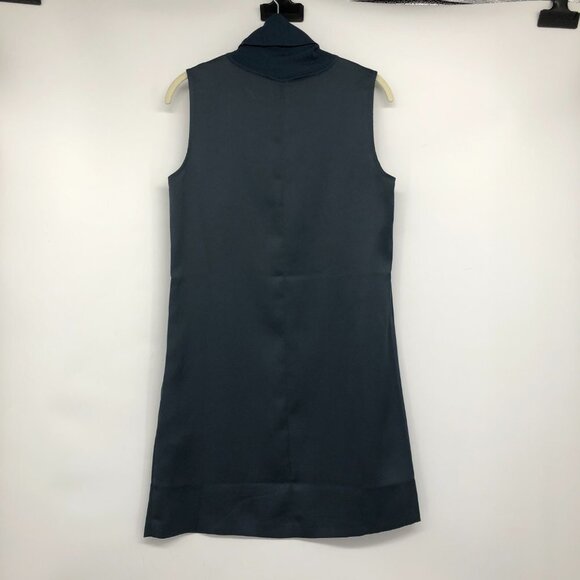 Club Monaco Navy Blue Jourdan satin Mockneck sleeveless Dress size 0 - Picture 4 of 16